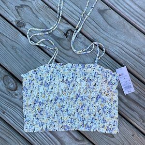 Smocked floral crop top